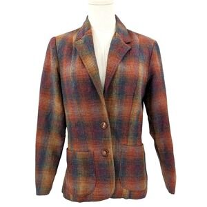 Tara Lynn 100 Percent Wool Blazer Multicolor Plaid Women's 4/6 Vintage